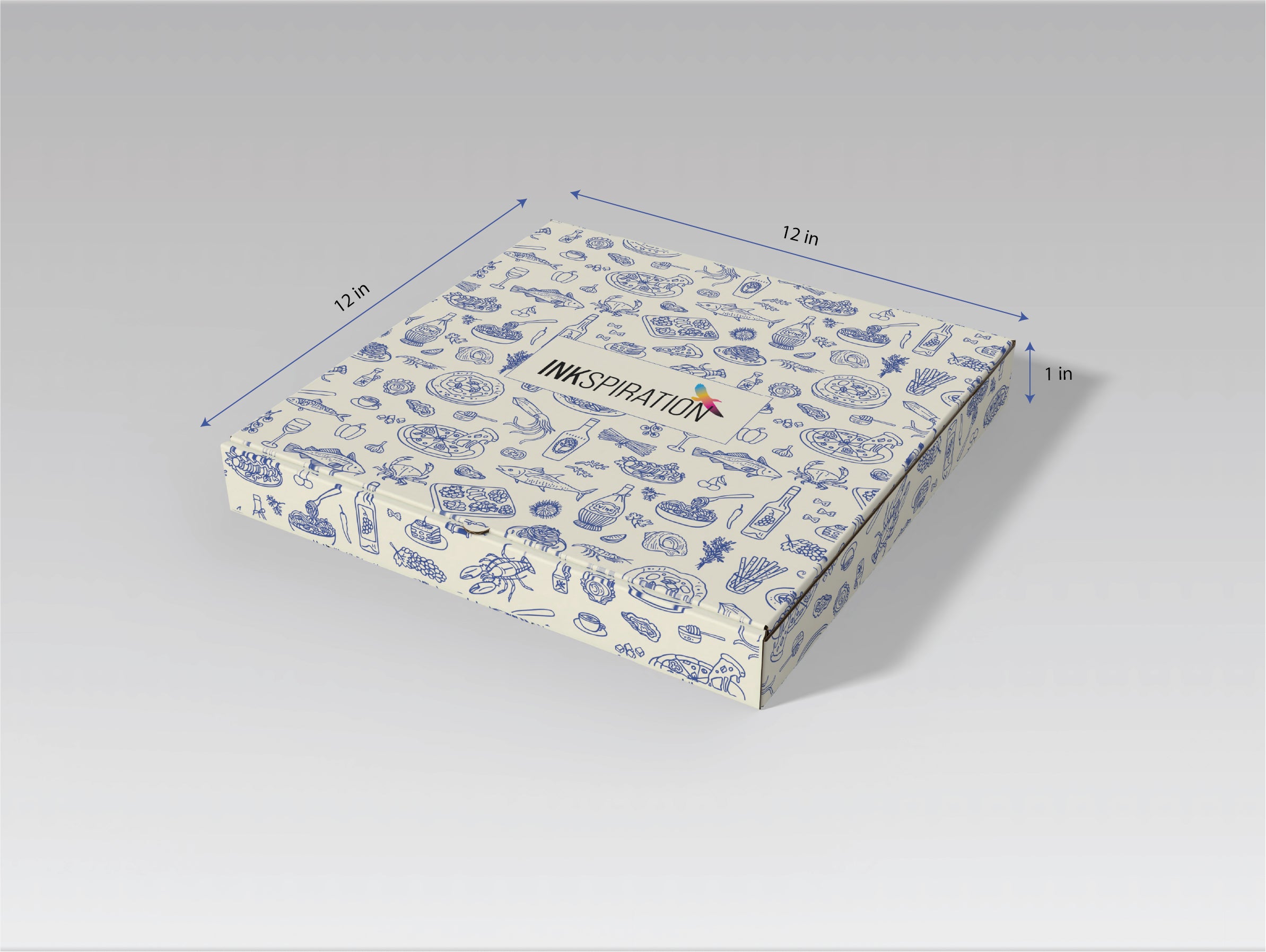 Large Pizza Box with Full Colour (Digital or Offset) Print 12x12"